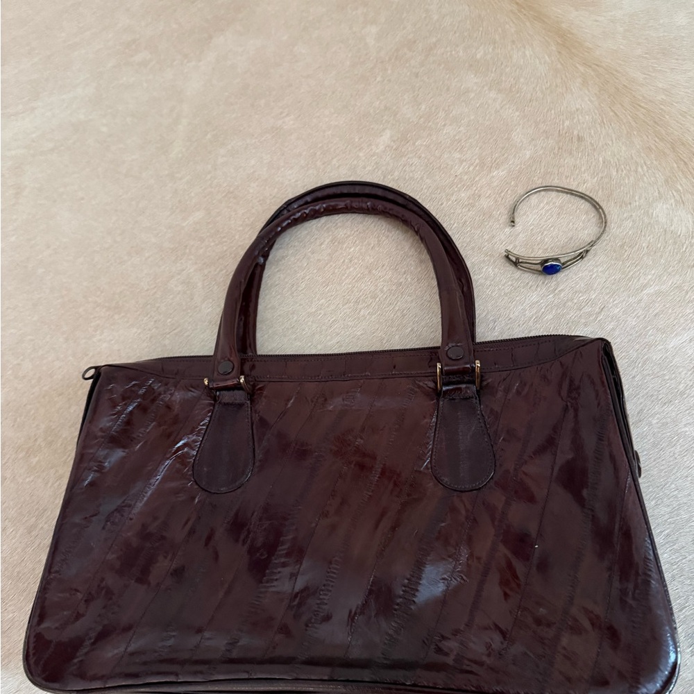 Quiet luxury Brown eel skin vintage Handbag - Picture 2 of 9